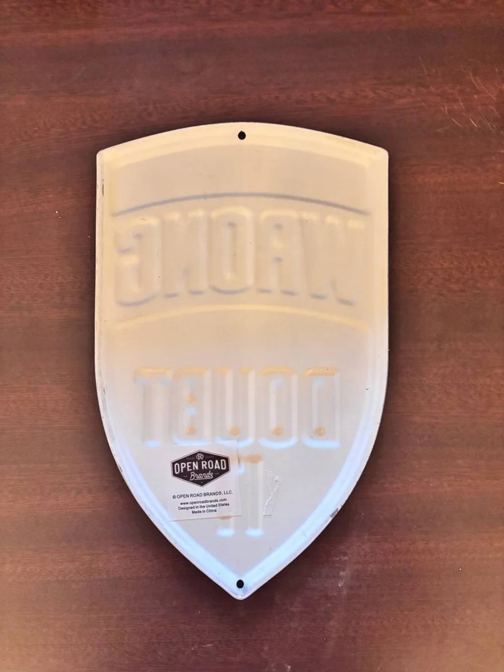 Hobby Lobby Navy and Orange 'I May Be Wrong But I Doubt It' Shield Wall Sign